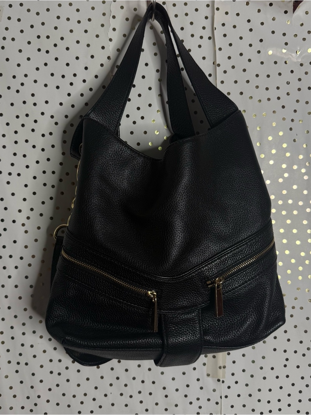 Michael Kors Black Leather Hobo Bag with Gold Hardware